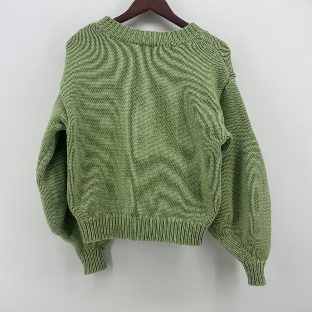 Princess Polly Sage Green Chunky Knit Balloon Sleeve Sweater SM Pullover - Picture 2 of 8